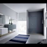 Composition N03 modern Italian bathroom vanity with blue lacquered wood