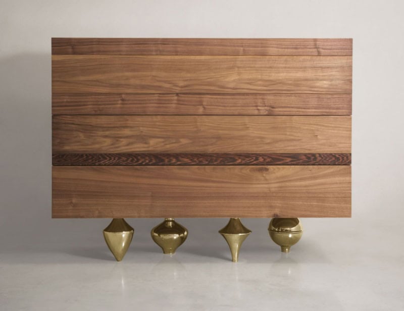 Credenza 1 modern Italian credenza with brown Walnut Ash wood