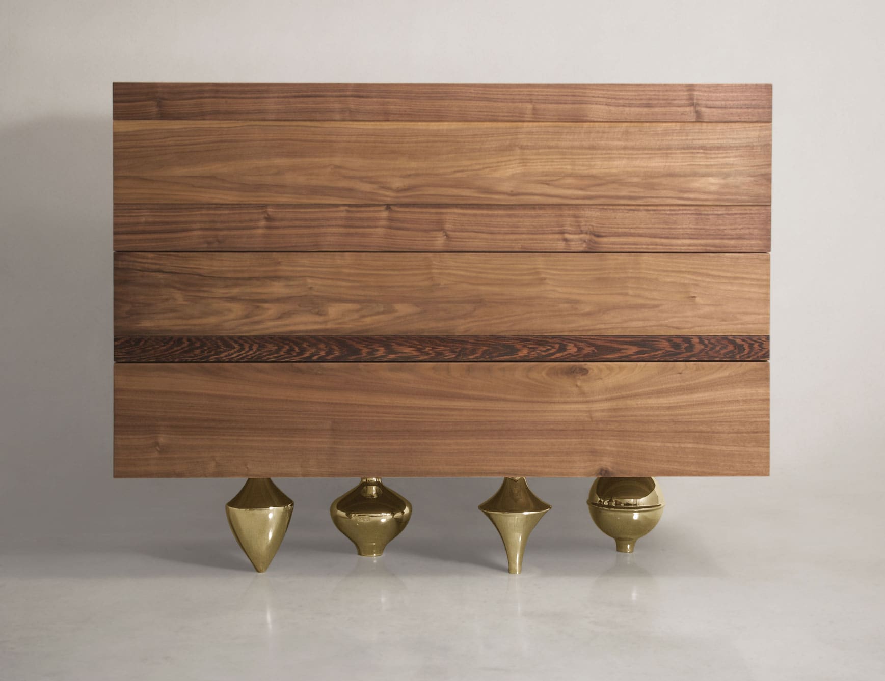 Credenza 1 modern Italian credenza with brown Walnut Ash wood