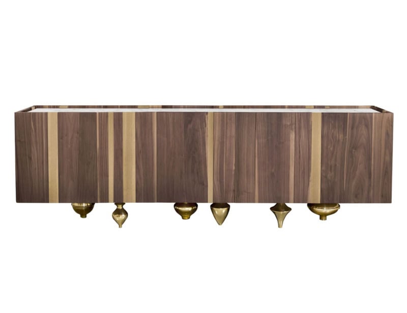 Credenza 1 modern Italian credenza with brown Walnut Ash wood