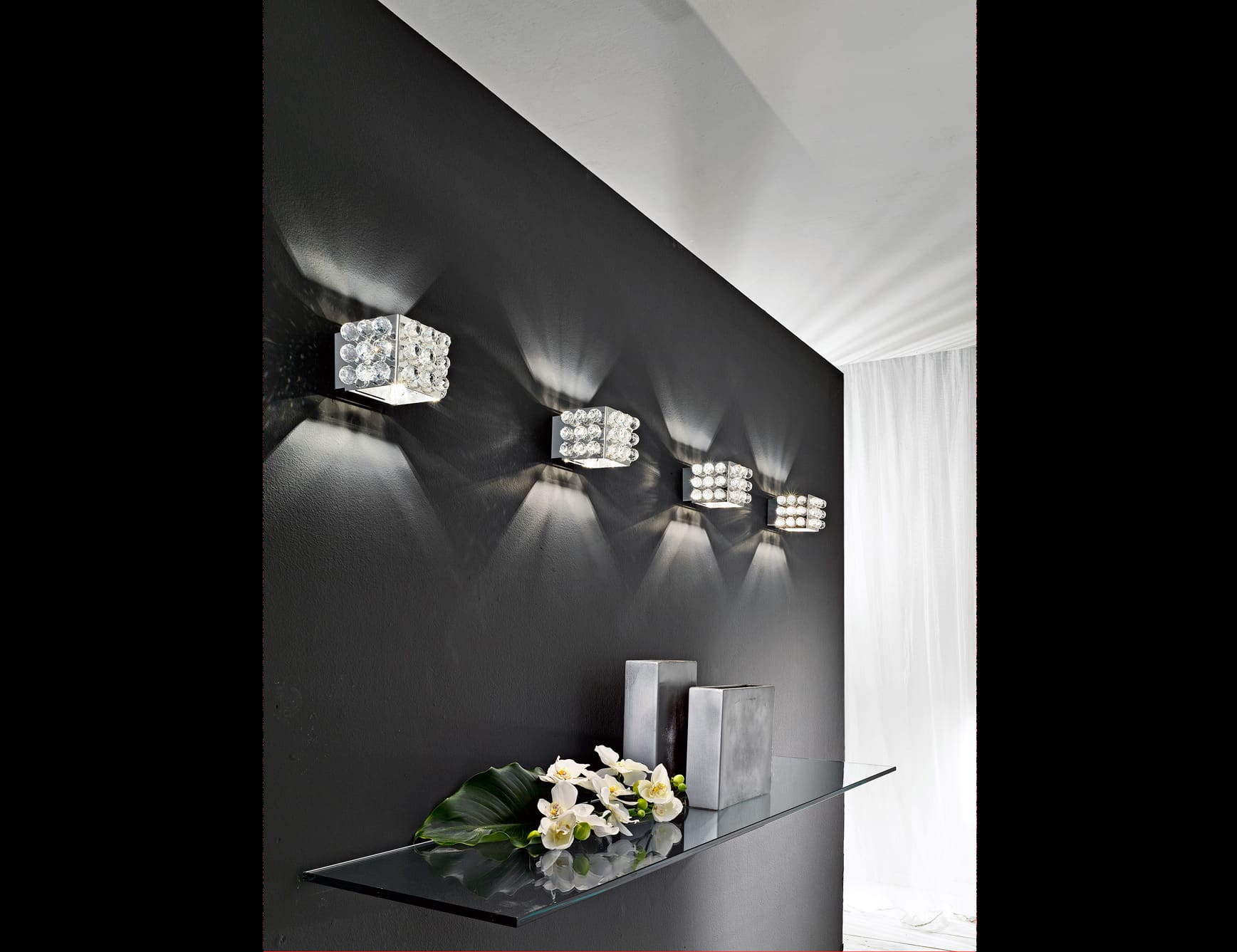 Cubix contemporary Italian sconce with silver crystal