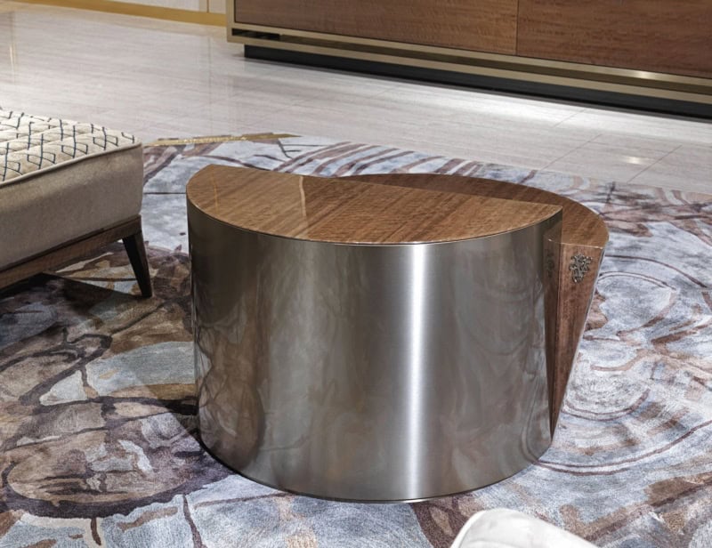 Cyborg modern luxury side table with brown veneered wood