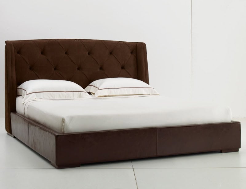 Damien modern Italian storage bed with brown leather