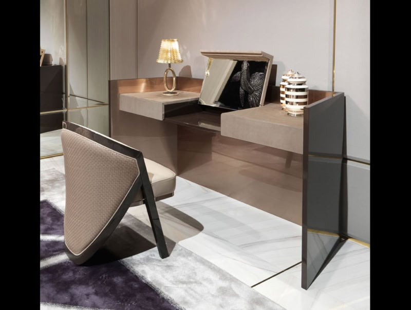 Danny modern luxury vanity table with brown lacquered wood