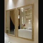 Rectangular wall mirrors with gold textured metal frames