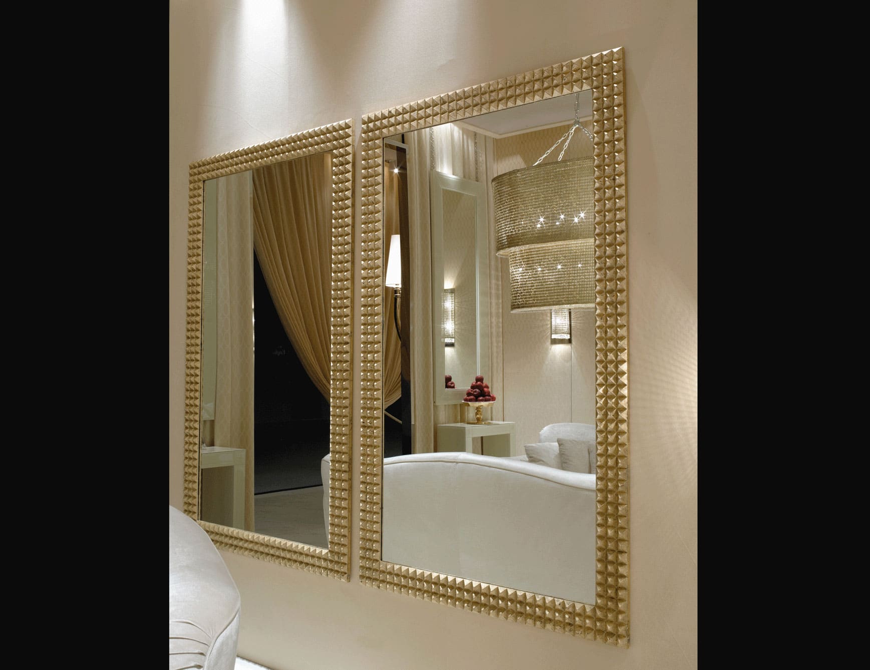 Diamond modern luxury mirror with gold wood