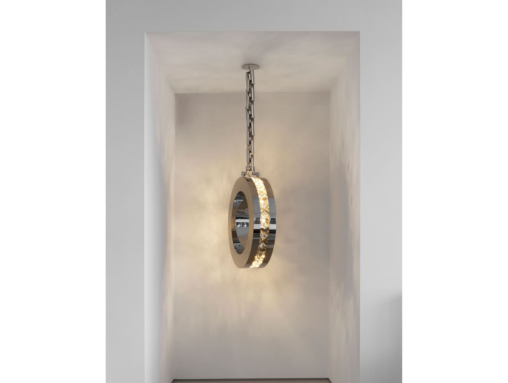 Diamonds and Amsterdam modern Italian hanging light with silver metal