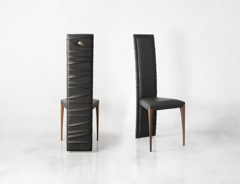 Dining Chair 7 modern Italian chair with black leather