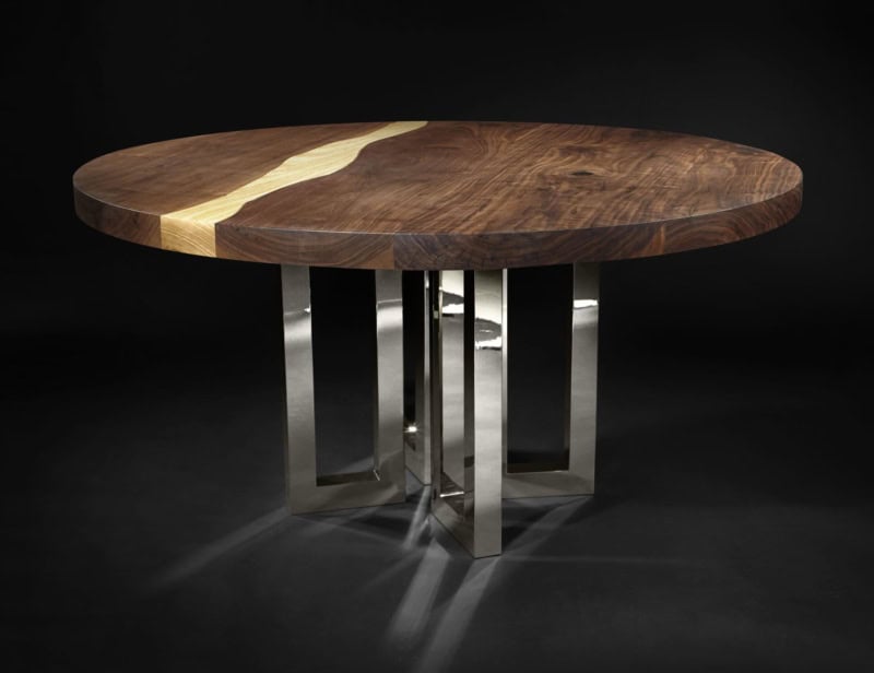 Dining Table 6 modern Italian table with brown Walnut Ash wood
