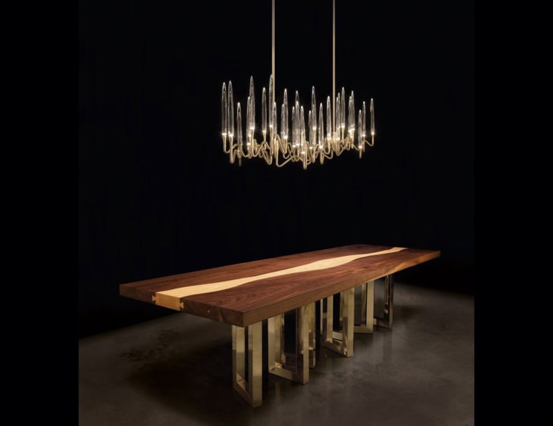 Dining Table 6 modern Italian table with brown Walnut Ash wood
