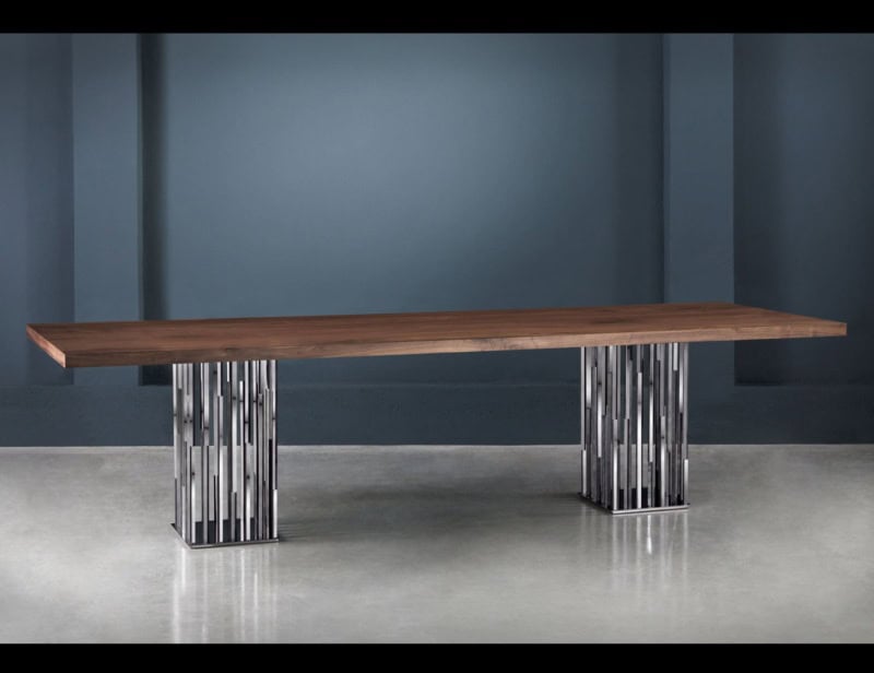 Dining Table 9 modern Italian table with brown Walnut wood