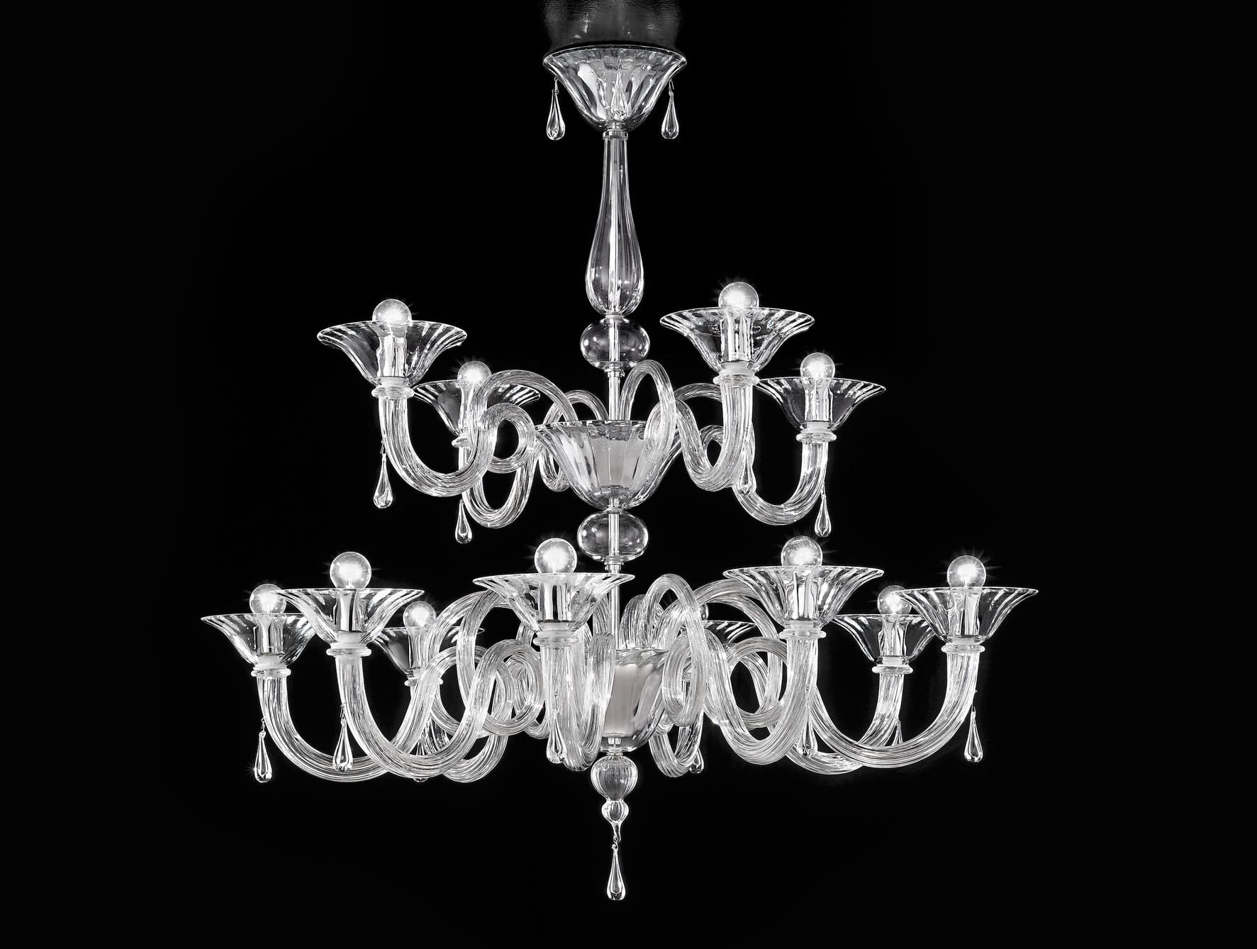 Dolfin contemporary Italian chandelier with clear glass