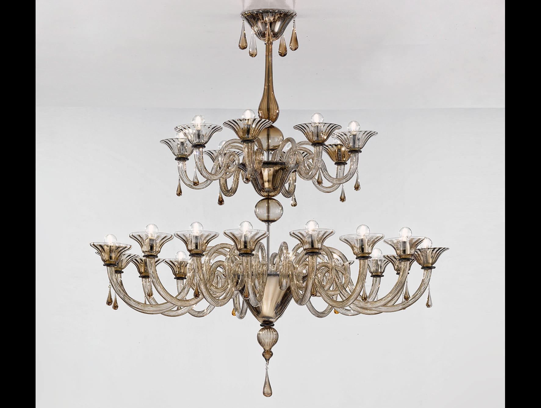 Dolfin contemporary Italian chandelier with black glass