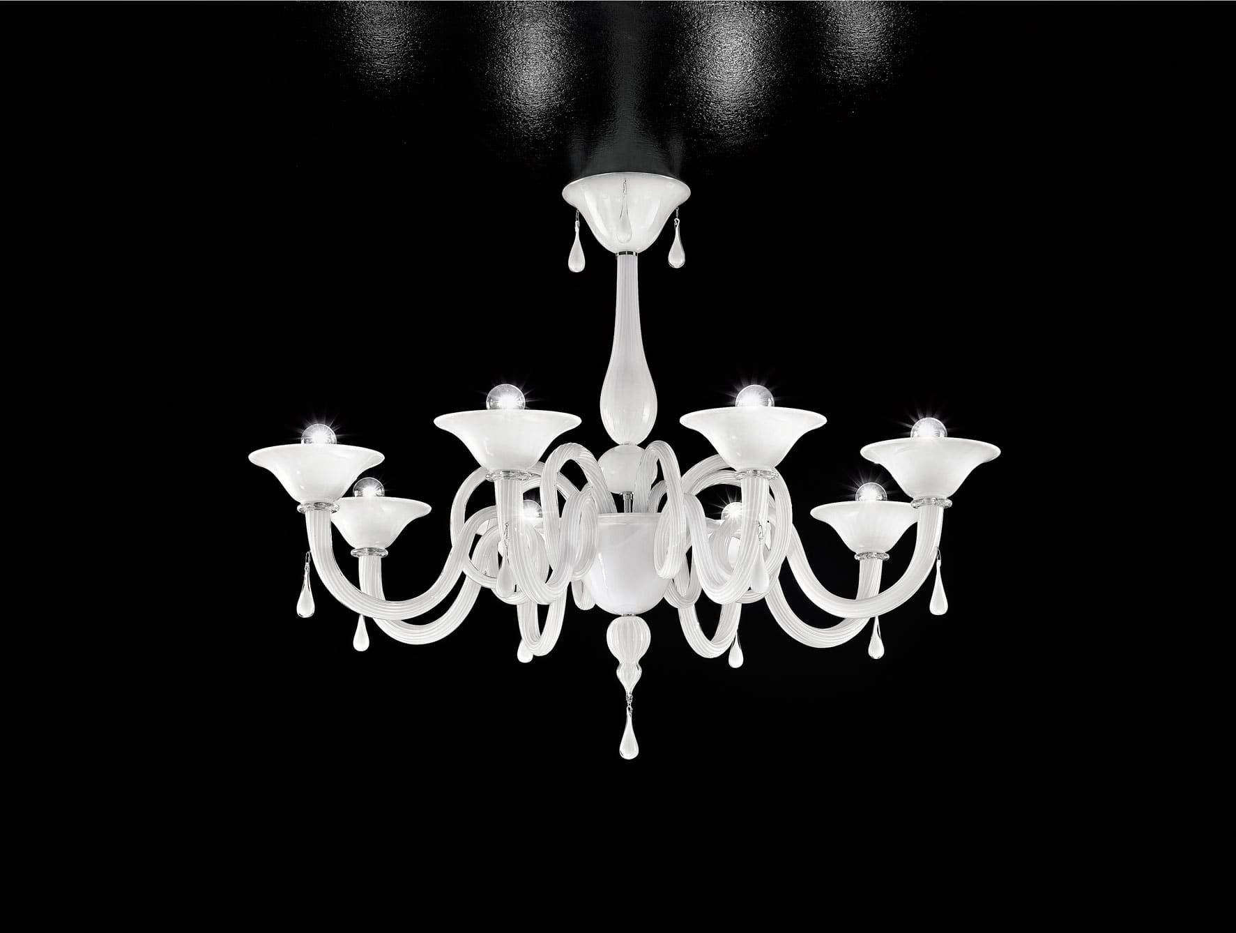 Dolfin contemporary Italian chandelier with white glass