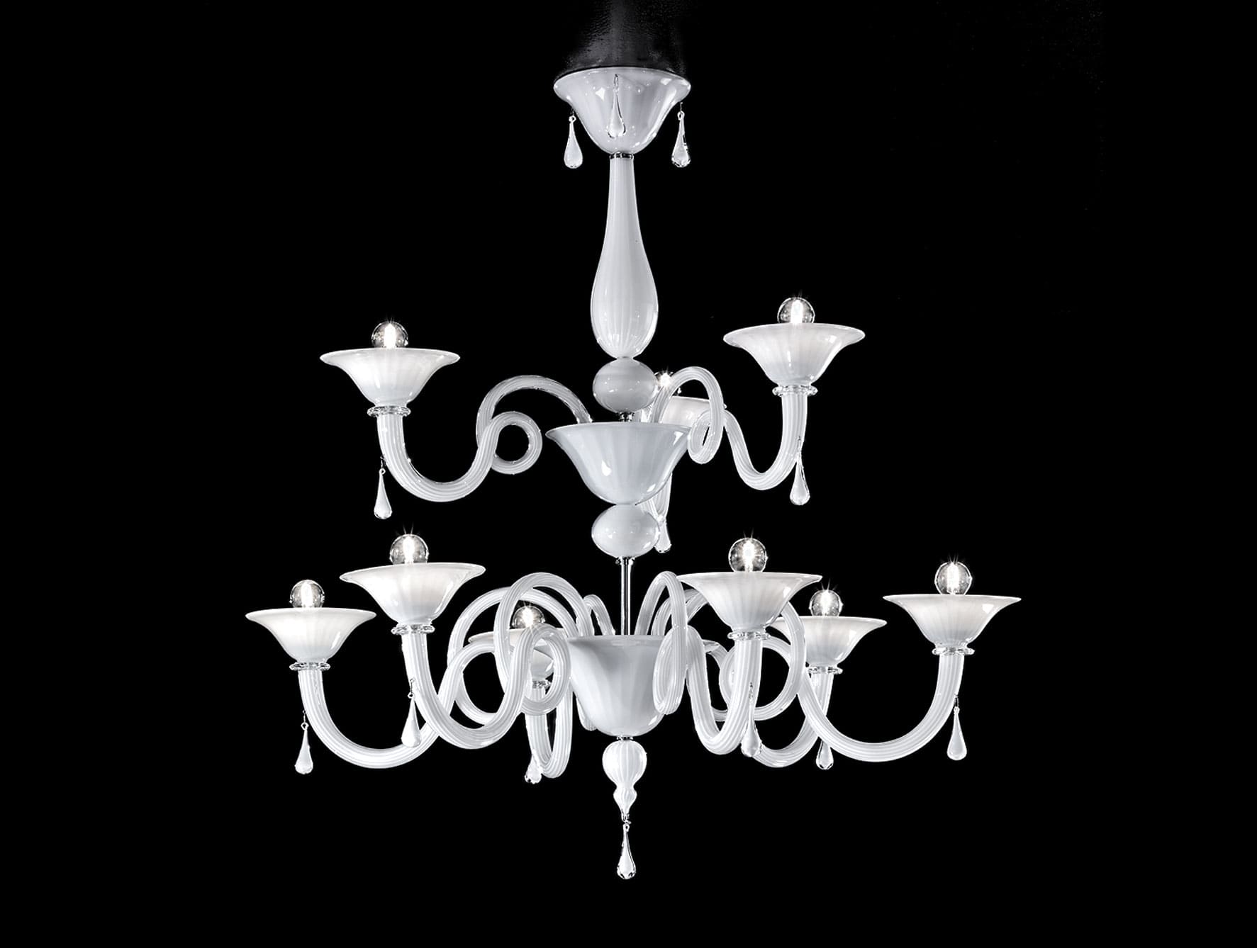 Dolfin contemporary Italian chandelier with white glass
