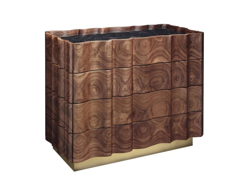 Dresser 2 modern Italian chest of drawers with brown Walnut wood