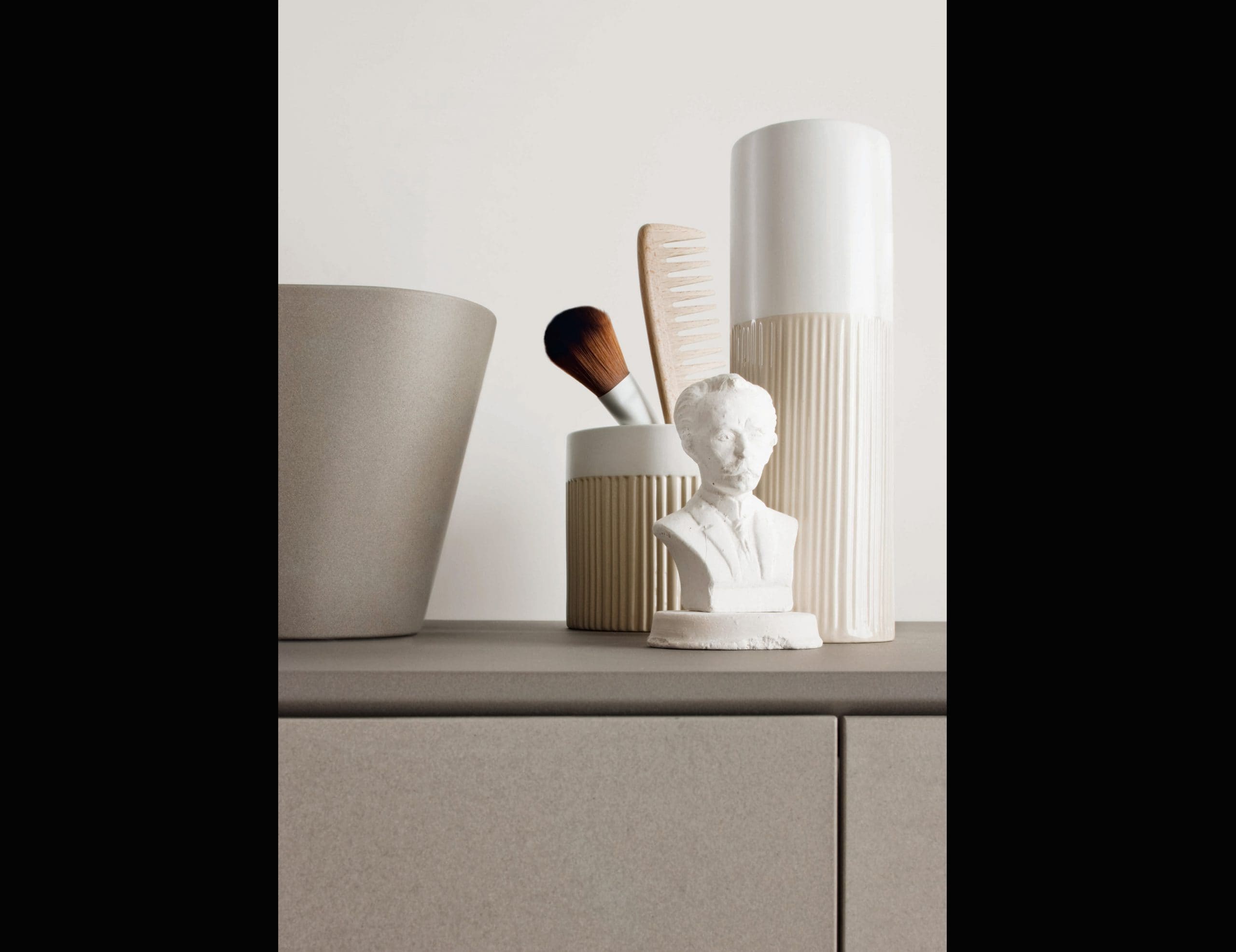 Duo contemporary Italian bathroom vanity with grey Pat  stone