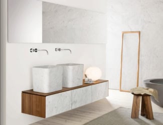 &lt;p&gt;Fonte 09 luxury Italian freestanding washbasin shown in matt Corian with Glacier White finish. Faucet composed of stainless steel. This collection features high-end raw materials used in the crafting process of each design. Made in Italy.&lt;/p&gt;
