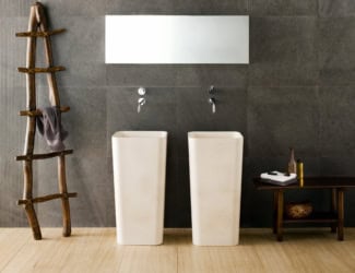 &lt;p&gt;Fonte 09 luxury Italian freestanding washbasin shown in matt Corian with Glacier White finish. Faucet composed of stainless steel. This collection features high-end raw materials used in the crafting process of each design. Made in Italy.&lt;/p&gt;
