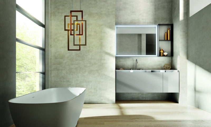 Eden modern Italian bathroom vanity with white Oak Carved wood