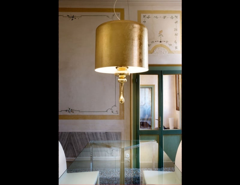 Eva contemporary Italian hanging light with gold metal