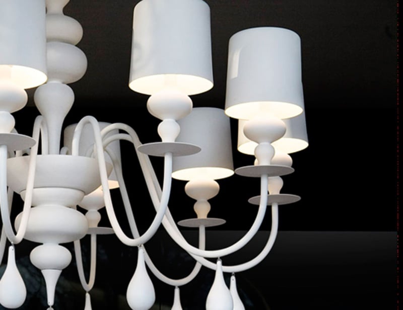 Eva contemporary Italian chandelier with white metal