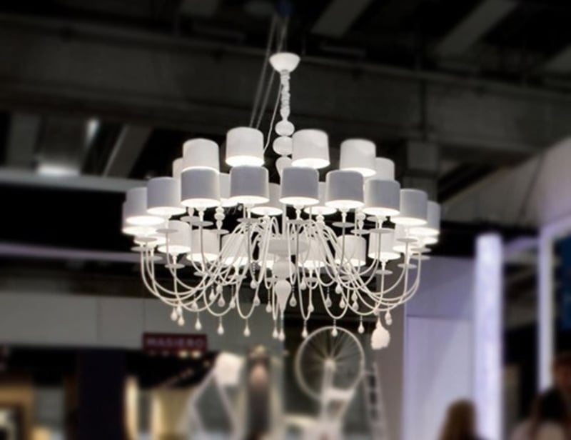 Eva contemporary Italian chandelier with white metal