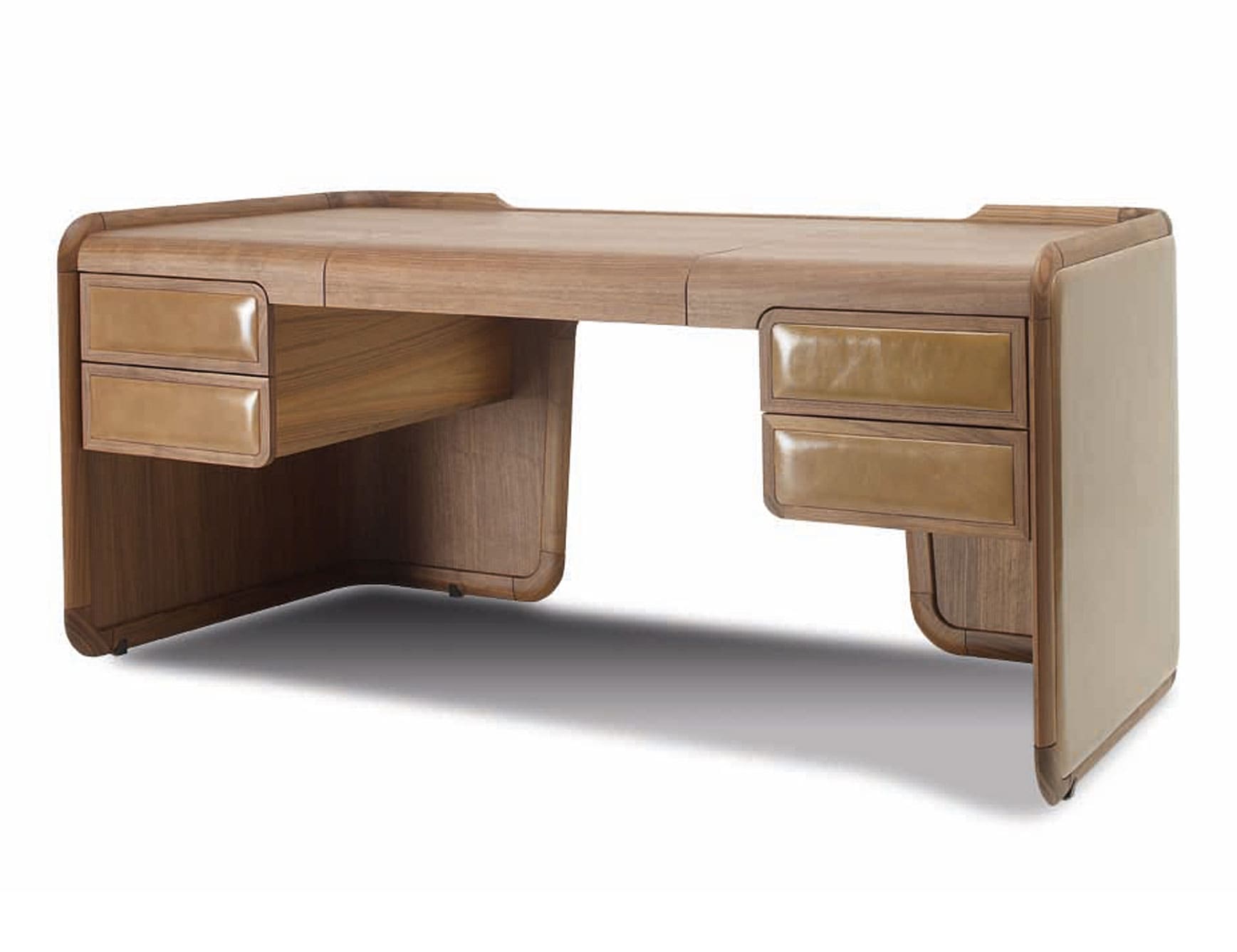 Everyday modern Italian desk with brown Walnut wood