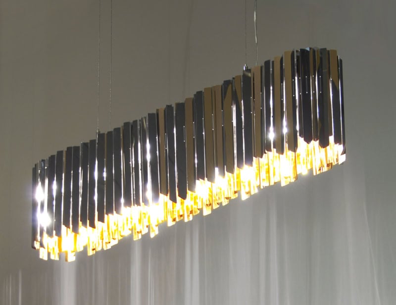 Facet Lozenge modern Italian chandelier with silver metal