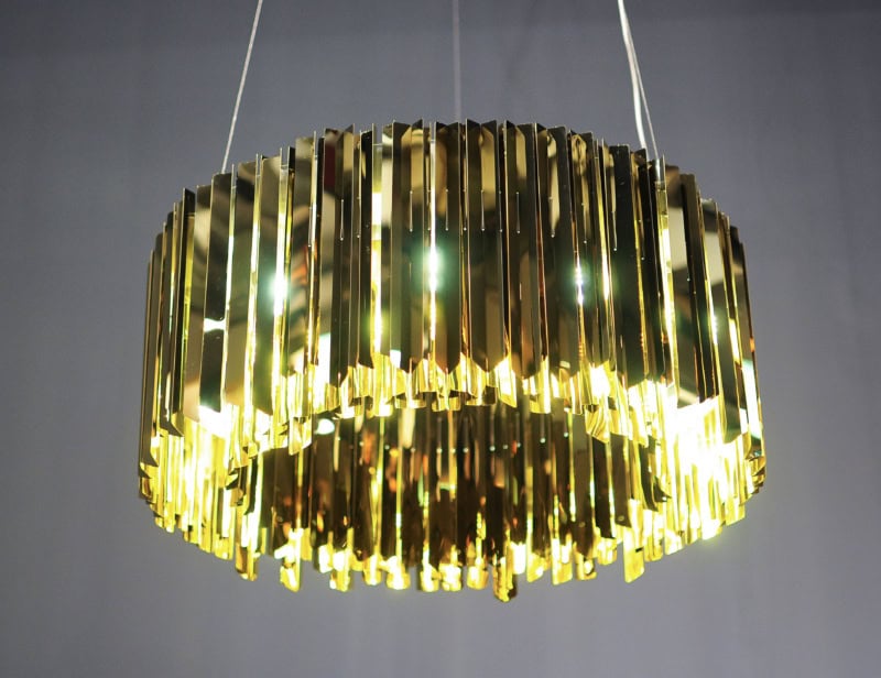Facet modern Italian chandelier with gold metal