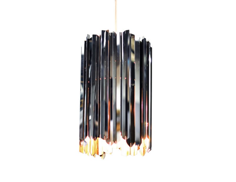 Facet modern Italian chandelier with silver metal