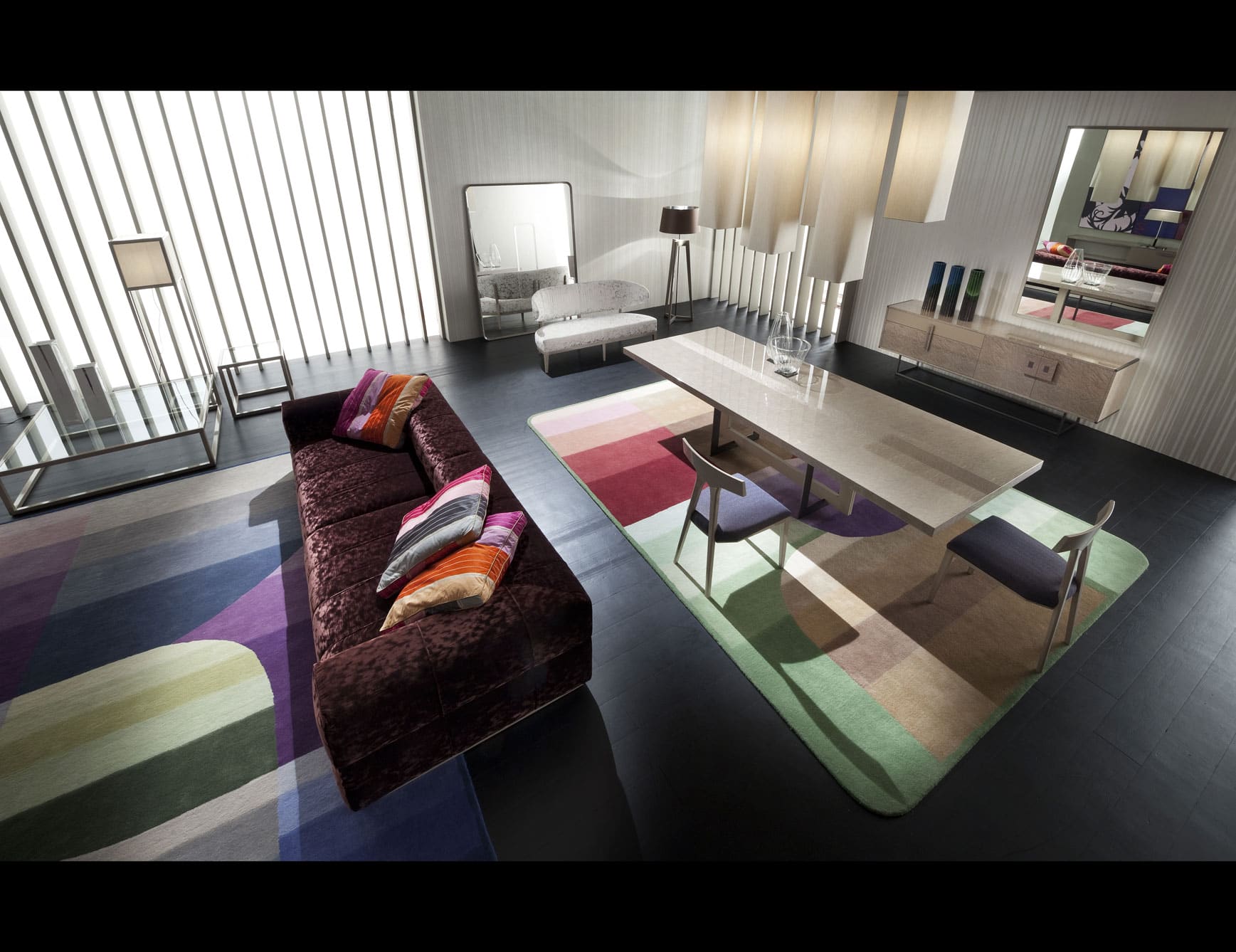 Flamingo modern Italian chair with purple leather