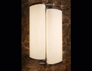 Coco Deluxe Italian designer wall light in chrome and mirror with white percaline. Sizes available: 1 light (as shown). Base finishes: chrome and mirror reflector. Shade finishes: white percaline, white/gold, or white/silver. Table lamp and other wall light versions are also available. Made in Italy.