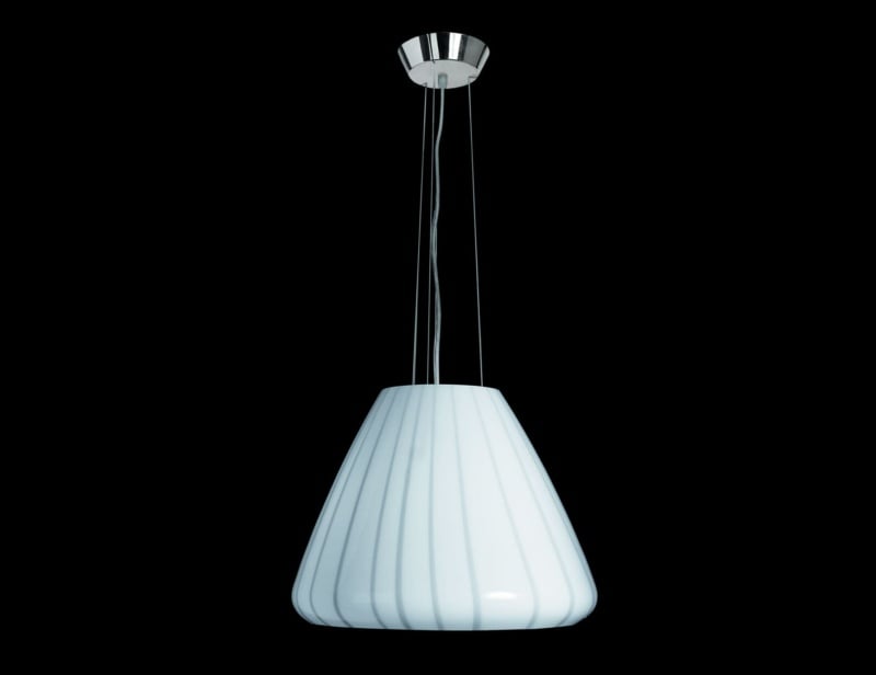 Forme modern Italian hanging light with white glass