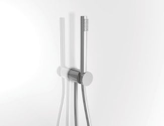 &lt;p&gt;Milano shower shown in stainless steel. Shower composed of a showerhead, wall mount hand shower, wall body spray and a thermostatic set with three volume controls. Showerhead includes 19.38&#8243; rainfall projection, 9&#8243; waterfall projection, anti-lime scale system, fixing system, and solid brass rough and trim. Restricted rainfall flow to 2.5GPM and 4.5GPM for waterfall flow. Thermostatic 0.75&#8243; set composed of three volume controls, push button temperature override and handles are included. Wall mount hand shower integrated with volume control, anti-siphon check valve, anti-lime scale system, 58&#8243; hose, and water flow restricted to 2.5GPM with spare flow restrictor included. Pieces available in rough, chrome trim and brushed stainless steel trim finish. Collection goes past the present day into a cutting edge outline.&lt;/p&gt;
