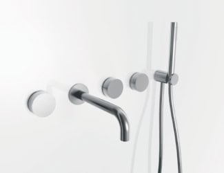 &lt;p&gt;Milano shower shown in stainless steel. Shower composed of a showerhead, wall mount hand shower, wall body spray and a thermostatic set with three volume controls. Showerhead includes 19.38&#8243; rainfall projection, 9&#8243; waterfall projection, anti-lime scale system, fixing system, and solid brass rough and trim. Restricted rainfall flow to 2.5GPM and 4.5GPM for waterfall flow. Thermostatic 0.75&#8243; set composed of three volume controls, push button temperature override and handles are included. Wall mount hand shower integrated with volume control, anti-siphon check valve, anti-lime scale system, 58&#8243; hose, and water flow restricted to 2.5GPM with spare flow restrictor included. Pieces available in rough, chrome trim and brushed stainless steel trim finish. Collection goes past the present day into a cutting edge outline.&lt;/p&gt;
