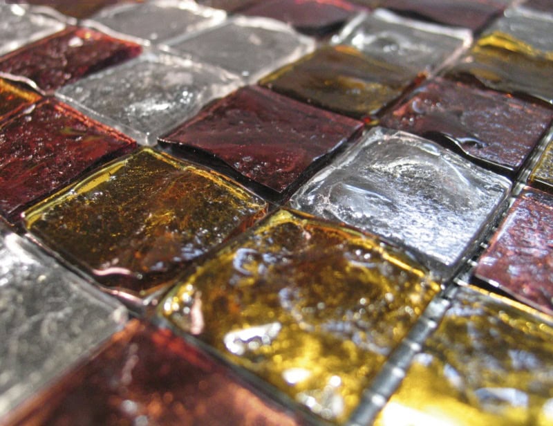 Fuoco modern Italian mosaic tiles with gold murano glass