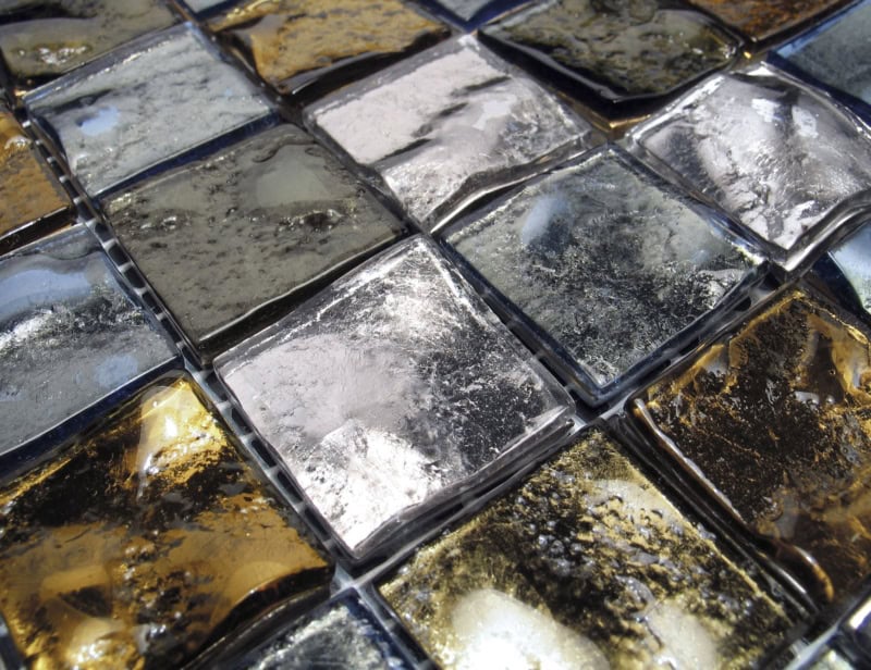 Fuoco modern Italian mosaic tiles with grey murano glass