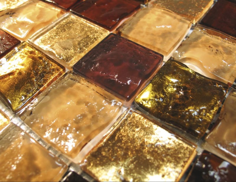 Fuoco modern Italian mosaic tiles with gold murano glass