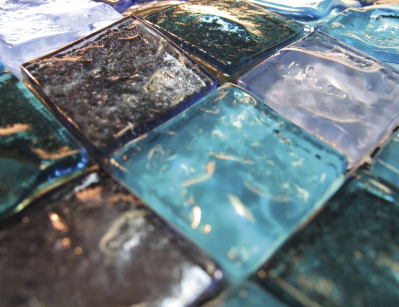 Fuoco modern Italian mosaic tiles with blue murano glass