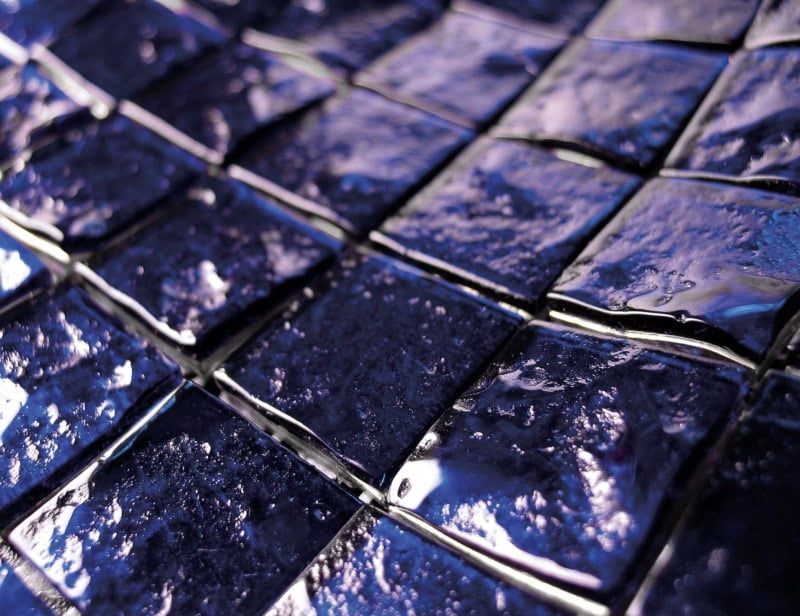 Fuoco modern Italian mosaic tiles with blue murano glass