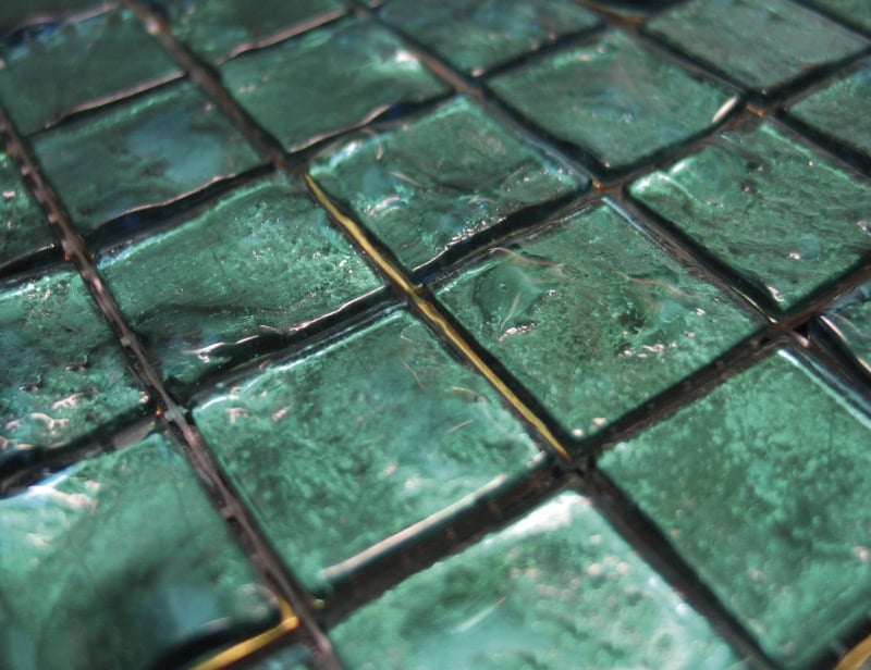 Fuoco modern Italian mosaic tiles with green murano glass