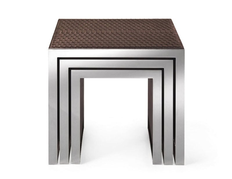 Golden Bridge modern luxury coffee table with brown leather