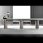 Grande modern Italian table with cream Eucalyptus wood