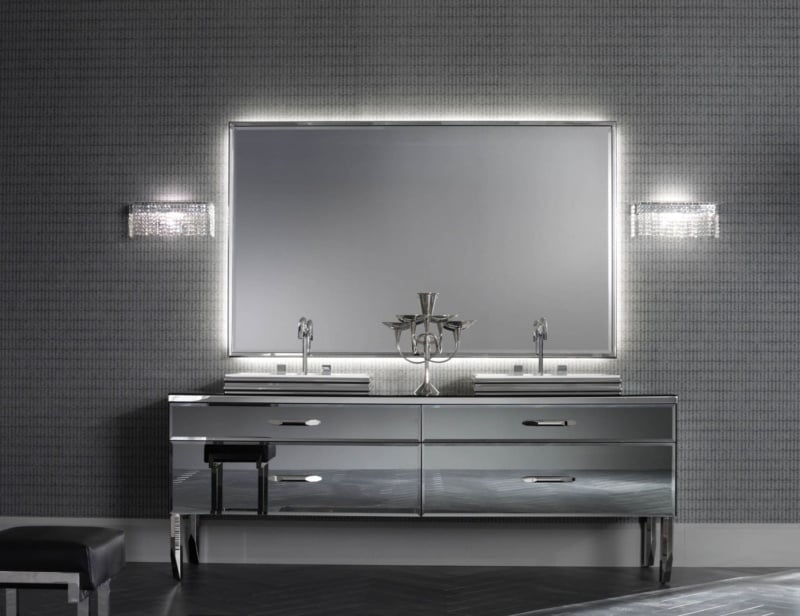 Hilton contemporary Italian bathroom vanity with mirrored glass