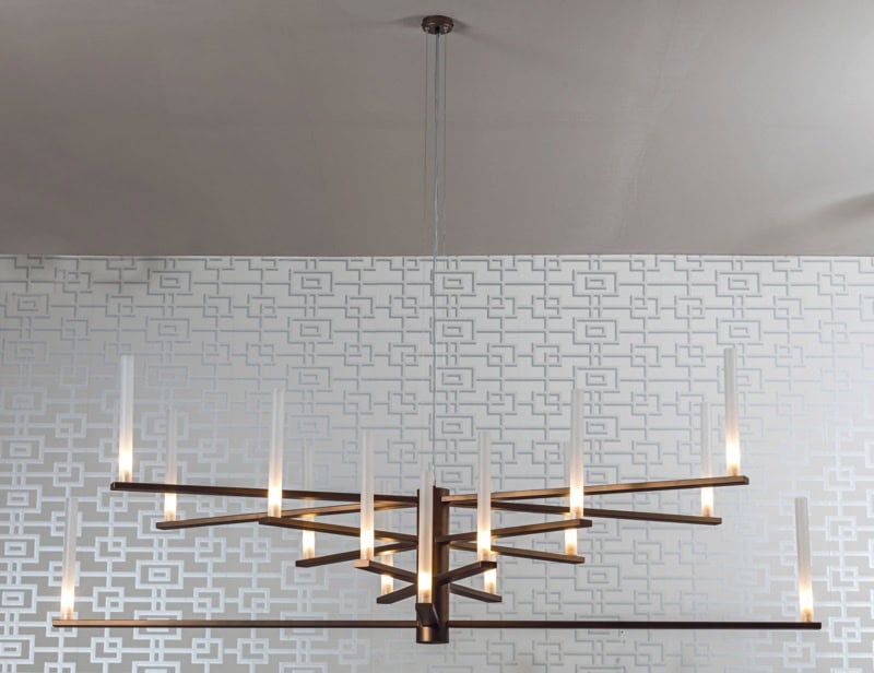 Horizon modern Italian chandelier with bronze metal