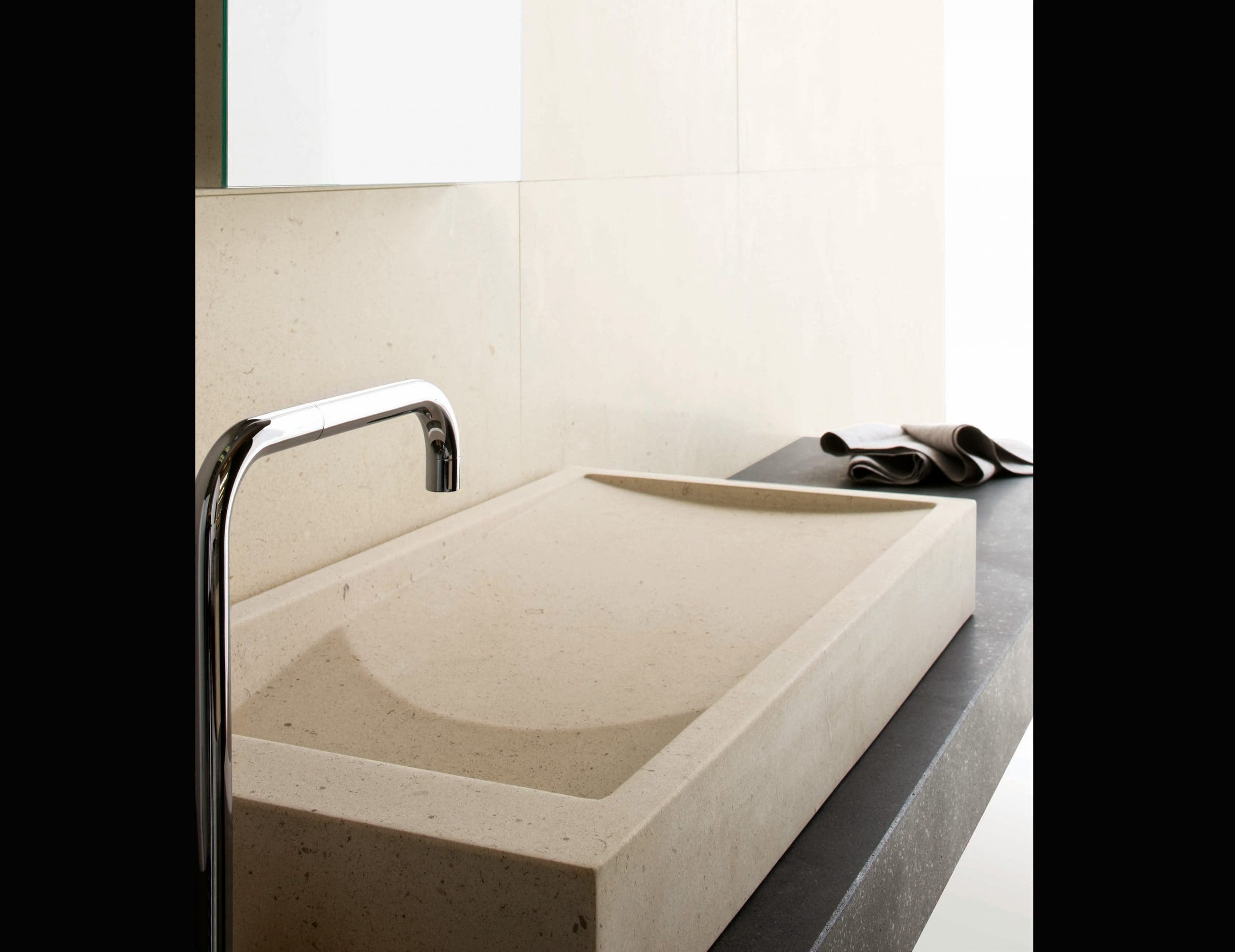 Inkstone contemporary Italian basin sink with white Namib stone