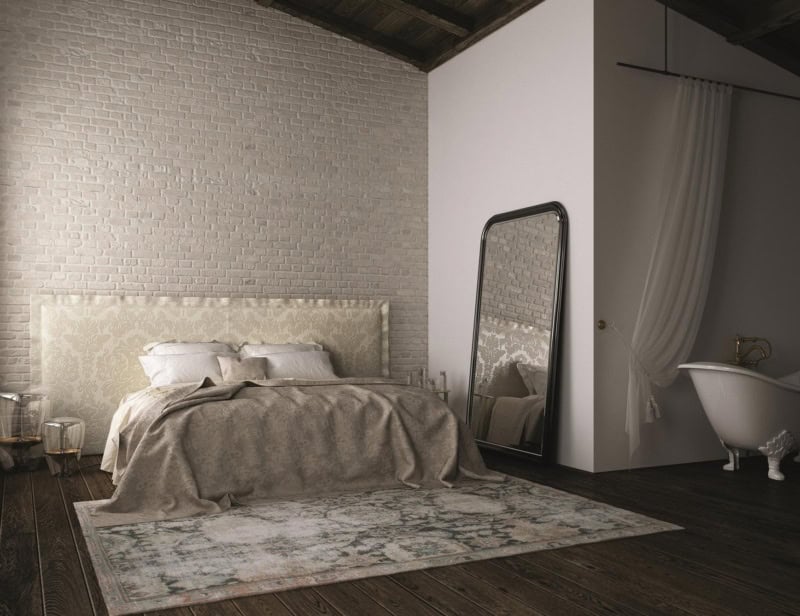 Isabella modern Italian storage bed with beige fabric