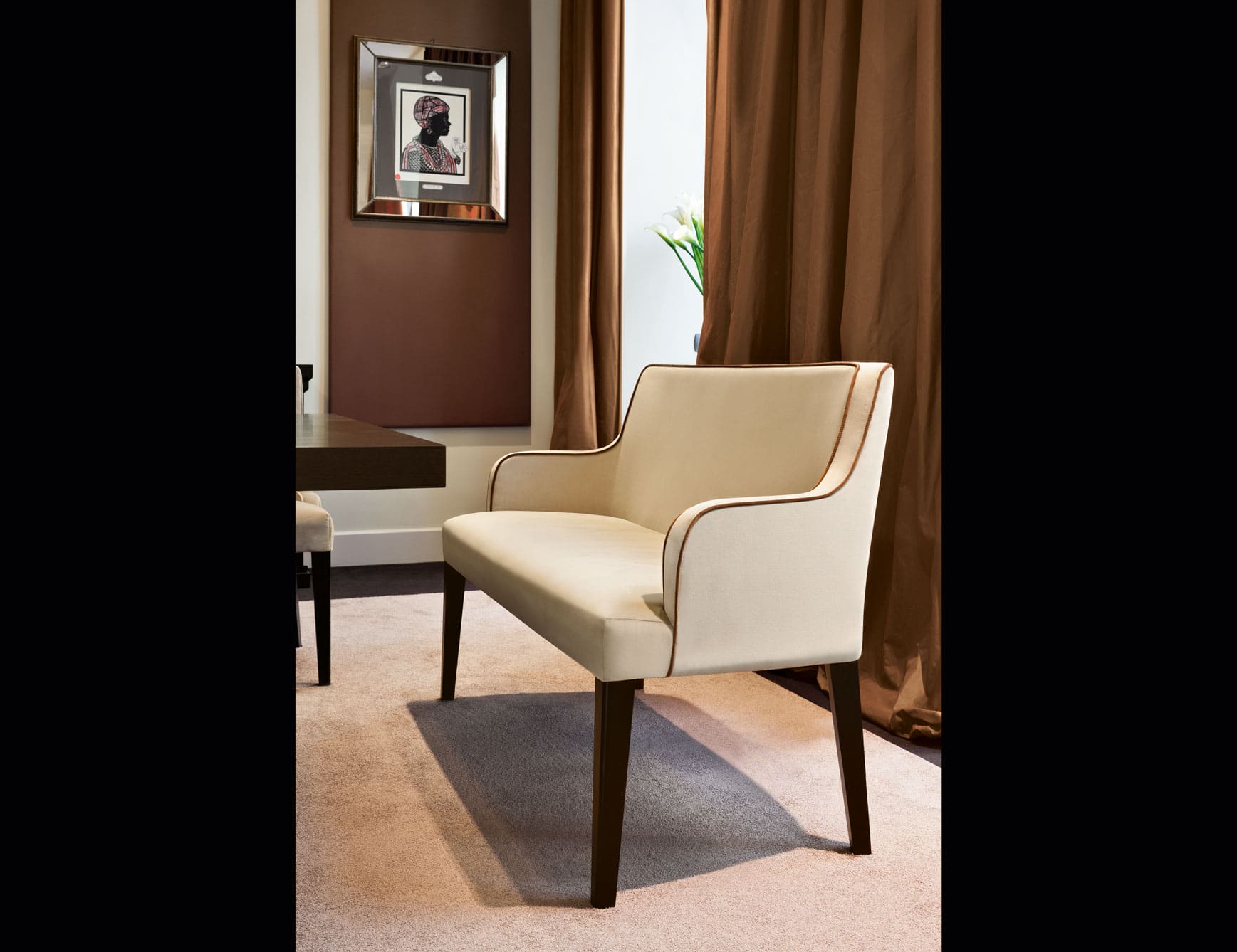 Isabey modern luxury banquette with white leather