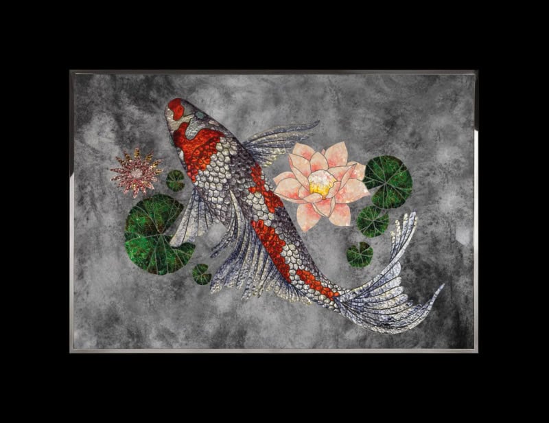 Koi Carp modern luxury art with grey glass